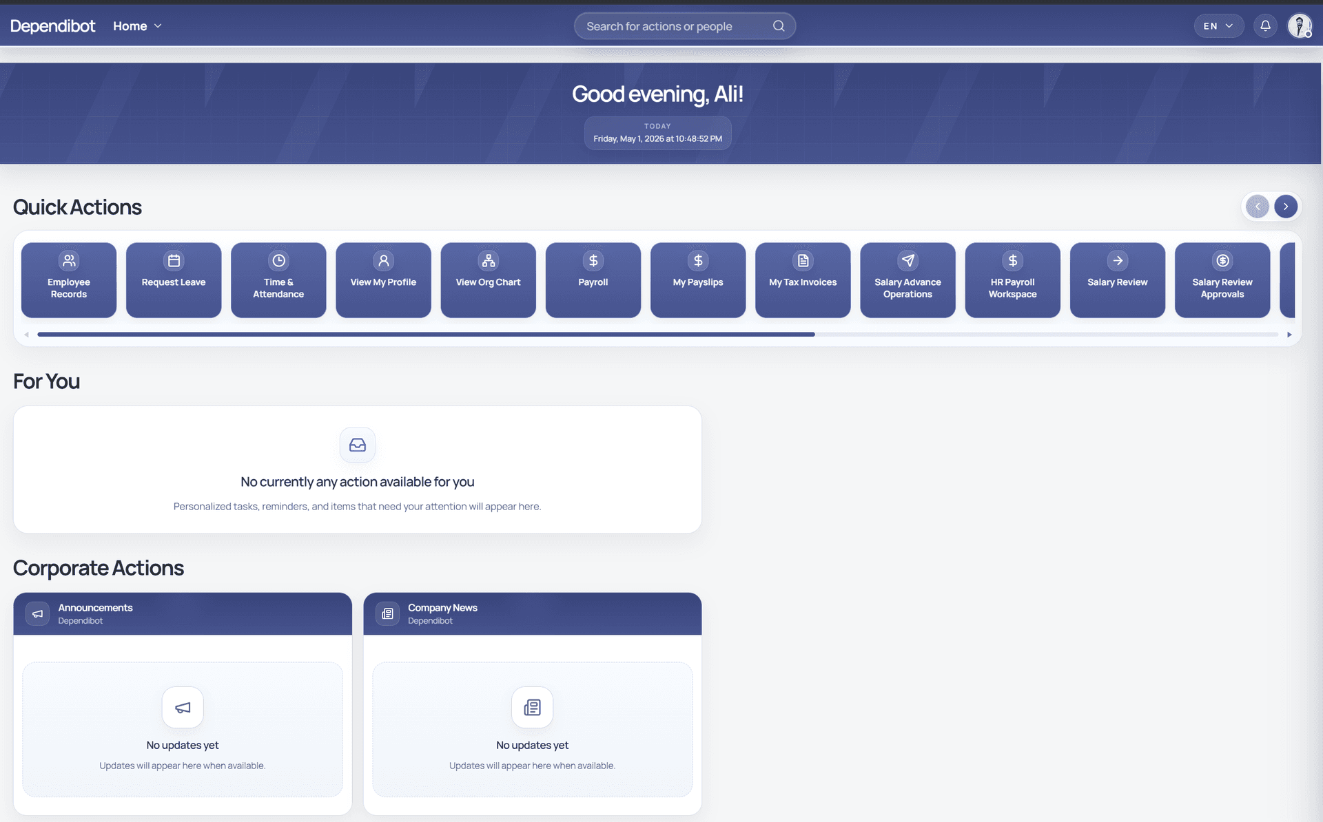 HCM dashboard