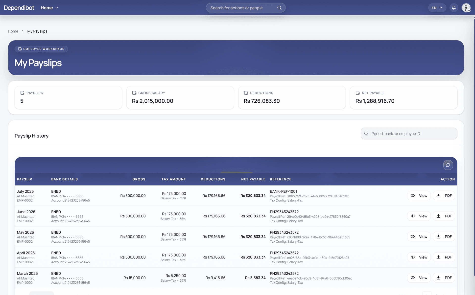 HCM payslips