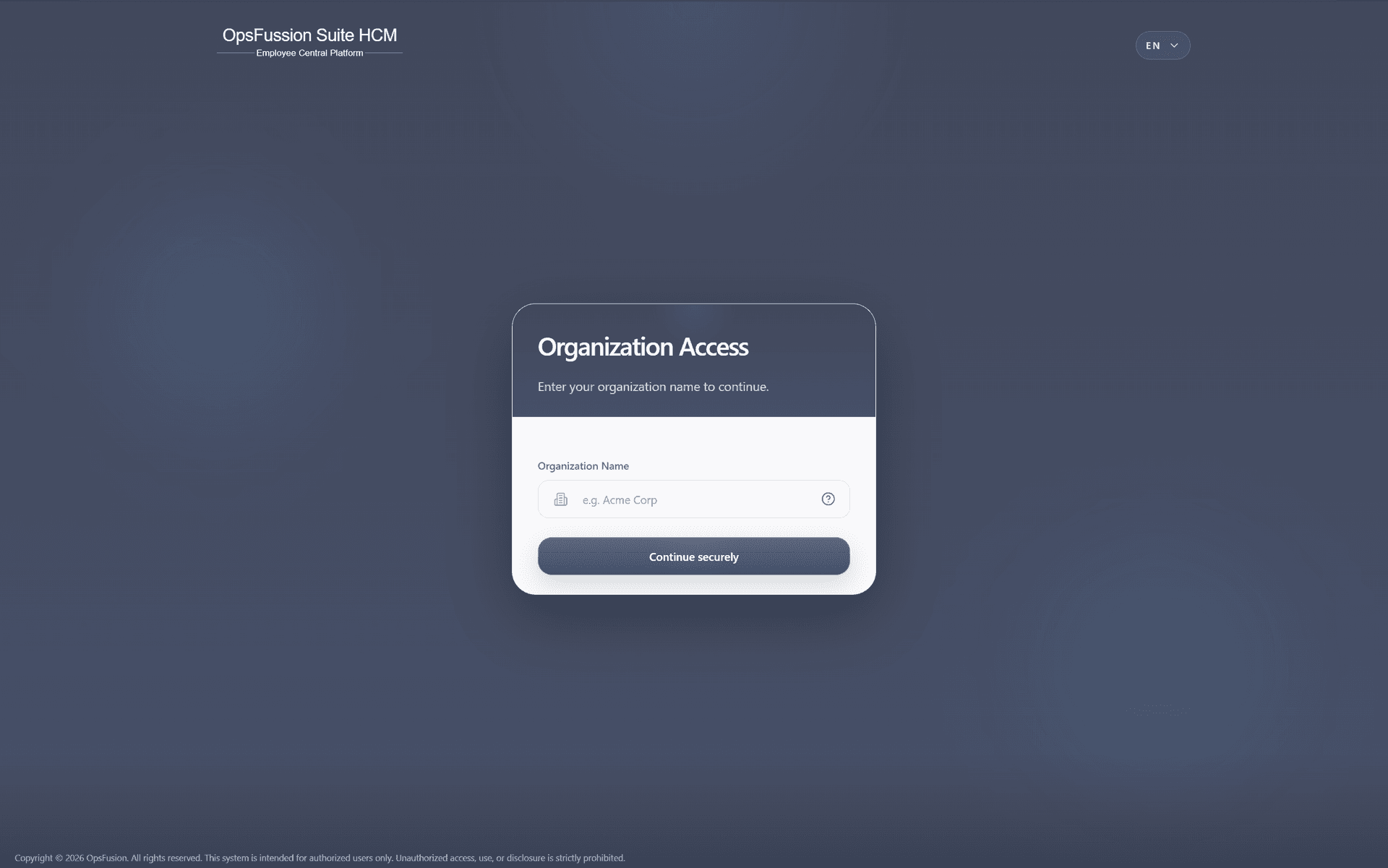 Identity login screen